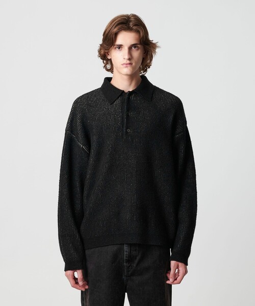 MONKEY TIME（モンキータイム）の「ループヤーン プレーティング ポロシャツ（ニット/セーター・メンズ・ブラック/ベージュ・XL/L/M/S）」の14枚目の写真
