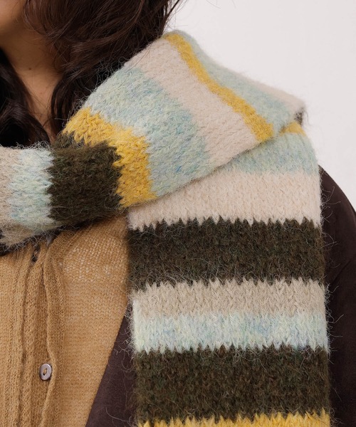 セール】モヘアタッチボーダーマフラー（マフラー）｜emesuelee