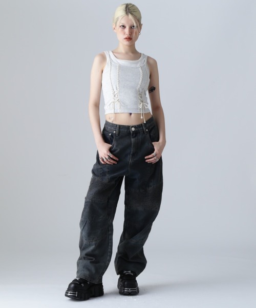 SIS（エスアイエス）の「SIS/エスアイエス/蛇腹ワイドデニム（デニムパンツ・メンズ・ブルー/ブラック・L/M）」の6枚目の写真