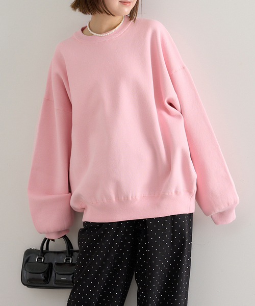 U by SPICK&SPAN(ユーバイスピックアンドスパン)の「スウェットライクニット(ニット/セーター・レディース・ピンク/ネイビー/ライトグレー・FREE)」の3枚目の写真