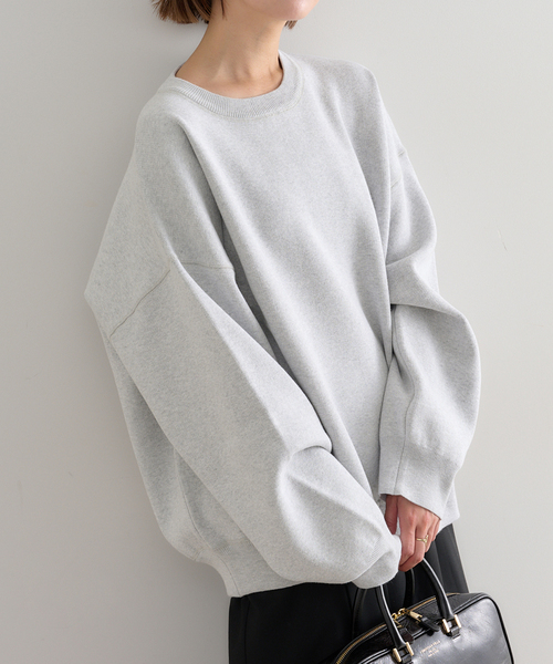 U by SPICK&SPAN(ユーバイスピックアンドスパン)の「スウェットライクニット(ニット/セーター・レディース・ピンク/ネイビー/ライトグレー・FREE)」の4枚目の写真