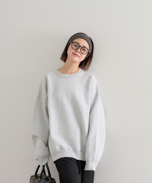 U by SPICK&SPAN(ユーバイスピックアンドスパン)の「スウェットライクニット(ニット/セーター・レディース・ピンク/ネイビー/ライトグレー・FREE)」の7枚目の写真