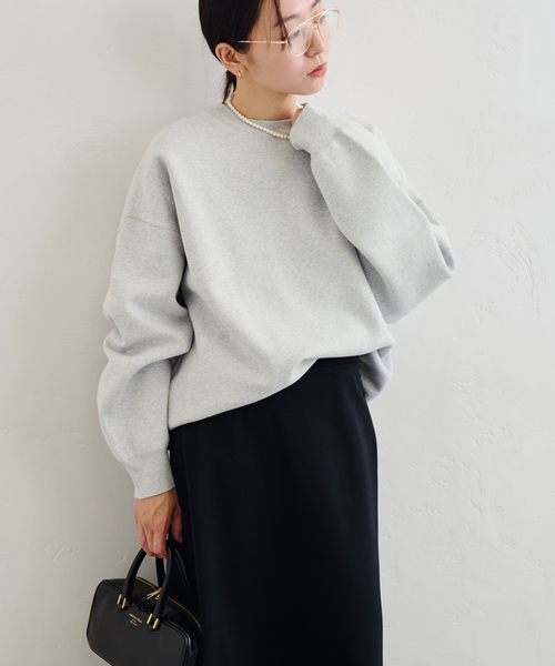 U by SPICK&SPAN(ユーバイスピックアンドスパン)の「スウェットライクニット(ニット/セーター・レディース・ピンク/ネイビー/ライトグレー・FREE)」の16枚目の写真