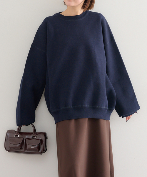 U by SPICK&SPAN(ユーバイスピックアンドスパン)の「スウェットライクニット(ニット/セーター・レディース・ピンク/ネイビー/ライトグレー・FREE)」の22枚目の写真