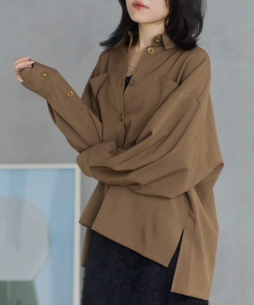 セール】ワイドスリーブポケットシャツ/2袖2way仕様（シャツ/ブラウス