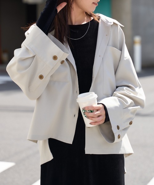 セール】ワイドスリーブポケットシャツ/2袖2way仕様（シャツ/ブラウス