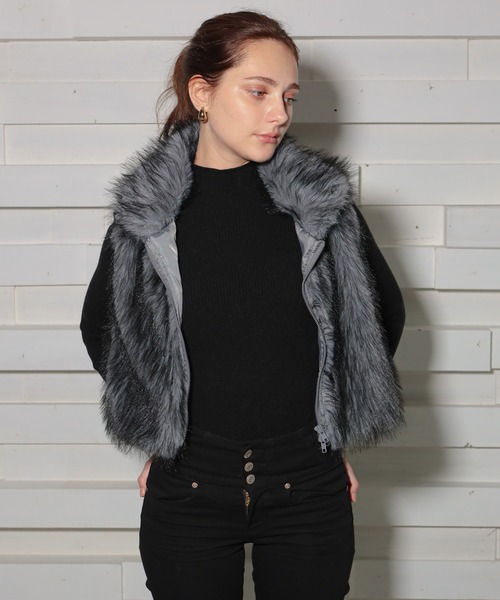 GLAMOROUS JANE（グラマラスジェーン）の「ダブルジップショート丈ファーベスト（ベスト・レディース・ベージュ/ブラウン/ライトベージュ/ライトブラウン/チャコールグレー・FREE）」の13枚目の写真