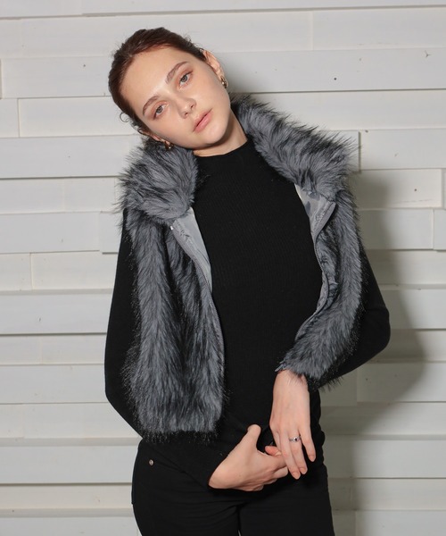 GLAMOROUS JANE（グラマラスジェーン）の「ダブルジップショート丈ファーベスト（ベスト・レディース・ベージュ/ブラウン/ライトベージュ/ライトブラウン/チャコールグレー・FREE）」の21枚目の写真