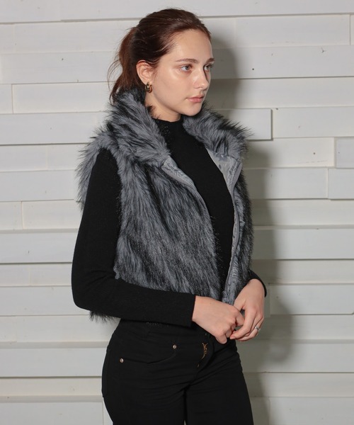 GLAMOROUS JANE（グラマラスジェーン）の「ダブルジップショート丈ファーベスト（ベスト・レディース・ベージュ/ブラウン/ライトベージュ/ライトブラウン/チャコールグレー・FREE）」の7枚目の写真