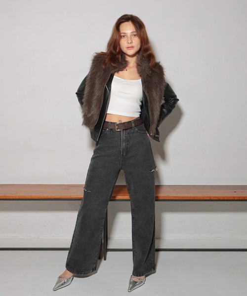 GLAMOROUS JANE（グラマラスジェーン）の「ダブルジップショート丈ファーベスト（ベスト・レディース・ベージュ/ブラウン/ライトベージュ/ライトブラウン/チャコールグレー・FREE）」の14枚目の写真