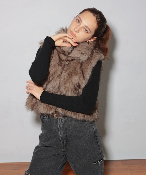 GLAMOROUS JANE（グラマラスジェーン）の「ダブルジップショート丈ファーベスト（ベスト・レディース・ベージュ/ブラウン/ライトベージュ/ライトブラウン/チャコールグレー・FREE）」の16枚目の写真