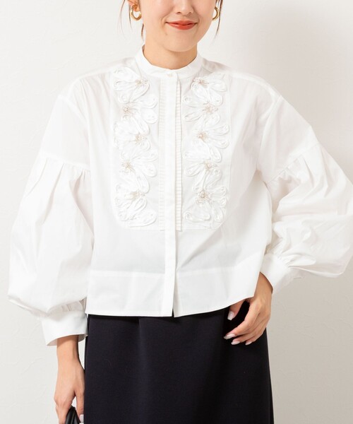 セール】【SOI-MeME/ソワメム】コードエンブロイダリーパールブラウス