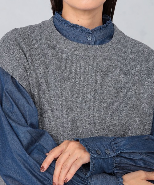 GALLORIA（ギャローリア）の「バックスリットニットベスト（ベスト・レディース・グレー/モカ・S/M/L/LL）」の4枚目の写真