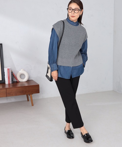 GALLORIA（ギャローリア）の「バックスリットニットベスト（ベスト・レディース・グレー/モカ・S/M/L/LL）」の6枚目の写真