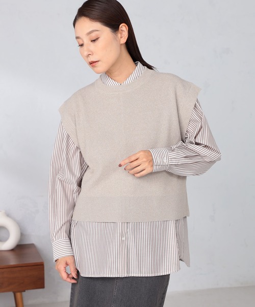 GALLORIA（ギャローリア）の「バックスリットニットベスト（ベスト・レディース・グレー/モカ・S/M/L/LL）」の7枚目の写真