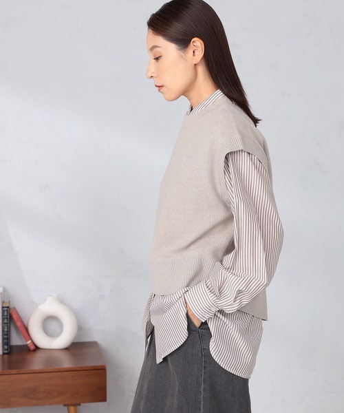 GALLORIA（ギャローリア）の「バックスリットニットベスト（ベスト・レディース・グレー/モカ・S/M/L/LL）」の8枚目の写真