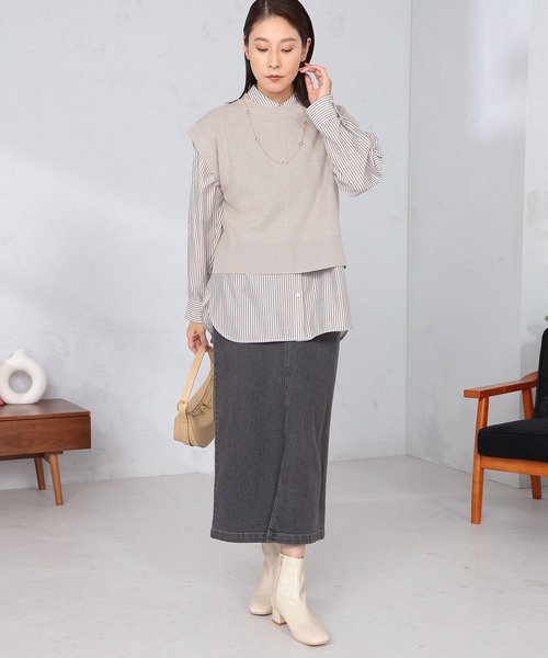 GALLORIA（ギャローリア）の「バックスリットニットベスト（ベスト・レディース・グレー/モカ・S/M/L/LL）」の10枚目の写真