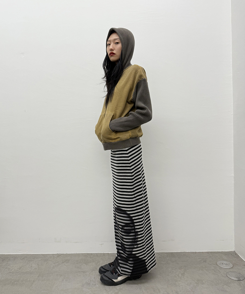 Oriens JOURNAL STANDARD（オリエンス ジャーナルスタンダード）の「ニットドッキングフーディー（その他アウター・レディース・パープル/グレー/マスタード・FREE）」の9枚目の写真