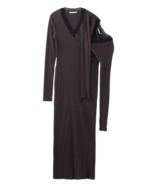 JOHN LAWRENCE SULLIVAN(ジョンローレンスサリバン)の「DOCKING LONG RIB DRESS(ワンピース・レディース・ブラウン・ONE SIZE)」の1枚目の写真