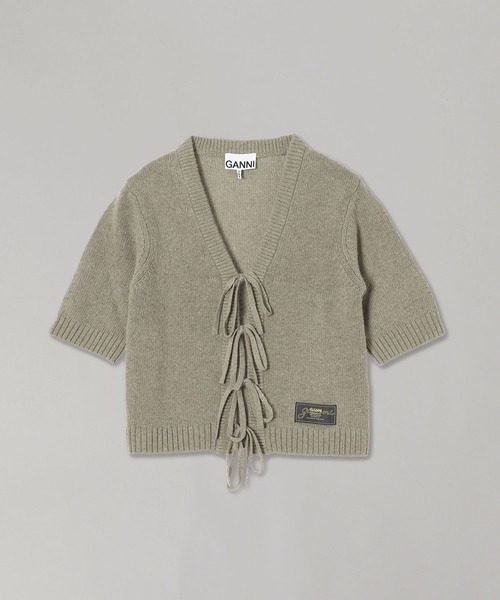 GANNI(ガニー)の「GANNI Future Wool Mix Short Sleeve Cardigan K2432(カーディガン/ボレロ・レディース・ベージュ・X-SMALL)」の1枚目の写真