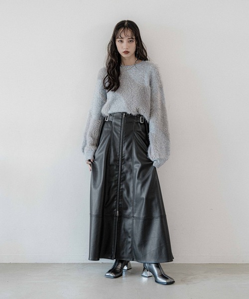 HARE（ハレ）の「ハイショクステッチフレアスカート(HARE)（スカート・レディース・ボルドー/ブラック・FREE）」の6枚目の写真