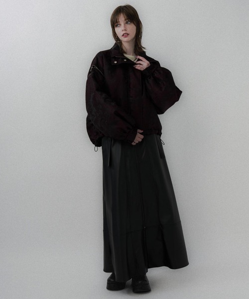 HARE（ハレ）の「ハイショクステッチフレアスカート(HARE)（スカート・レディース・ボルドー/ブラック・FREE）」の4枚目の写真