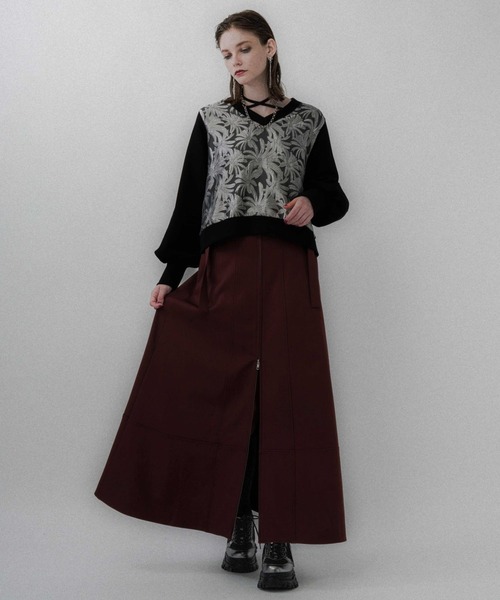 HARE（ハレ）の「ハイショクステッチフレアスカート(HARE)（スカート・レディース・ボルドー/ブラック・FREE）」の14枚目の写真
