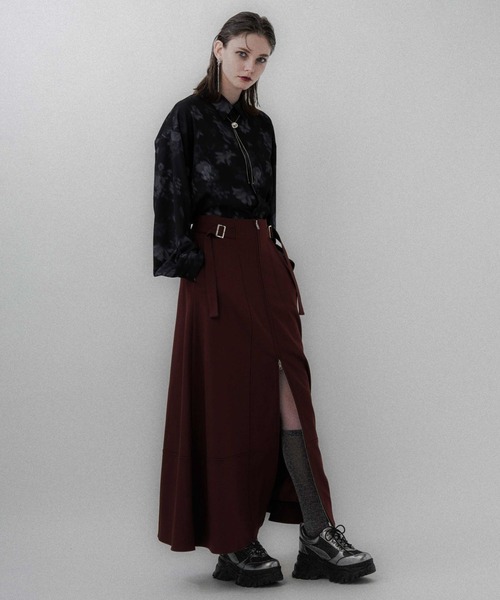 HARE（ハレ）の「ハイショクステッチフレアスカート(HARE)（スカート・レディース・ボルドー/ブラック・FREE）」の12枚目の写真