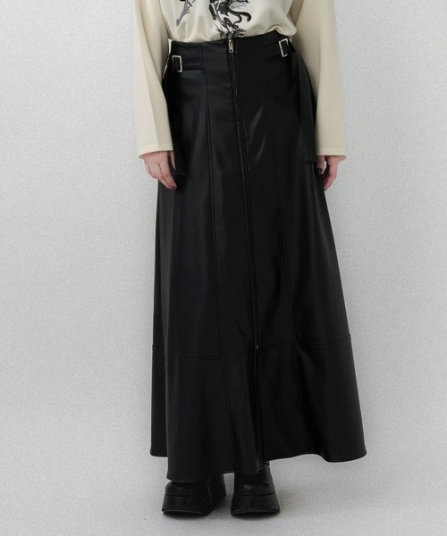 HARE（ハレ）の「ハイショクステッチフレアスカート(HARE)（スカート・レディース・ボルドー/ブラック・FREE）」の3枚目の写真