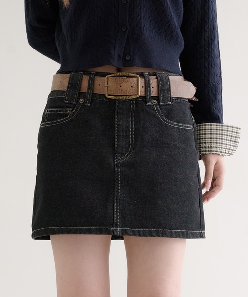 hazyl(ヘイジル)の「stitch denim skirt / ステッチデニムスカート(スカート・レディース・ブラック/ブルー・SMALL/MEDIUM)」の1枚目の写真