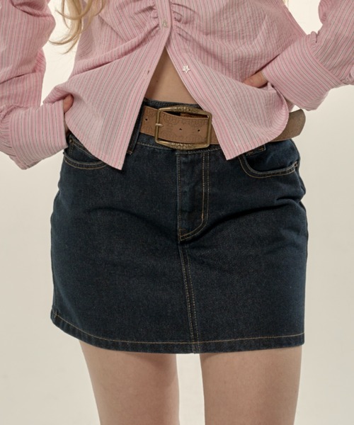 hazyl(ヘイジル)の「stitch denim skirt / ステッチデニムスカート(スカート・レディース・ブラック/ブルー・SMALL/MEDIUM)」の3枚目の写真