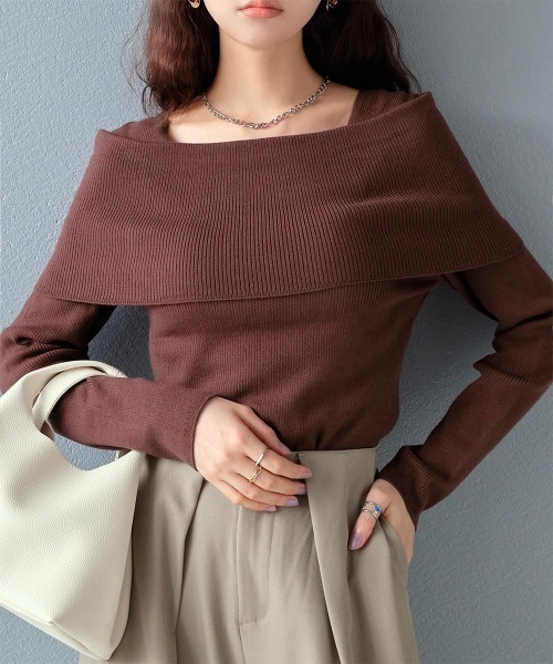 セール】オフショルリブニットトップス（ニット/セーター）｜Rejoule