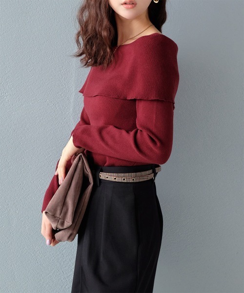 Rejoule（リジュール）の「オフショルリブニットトップス（ニット