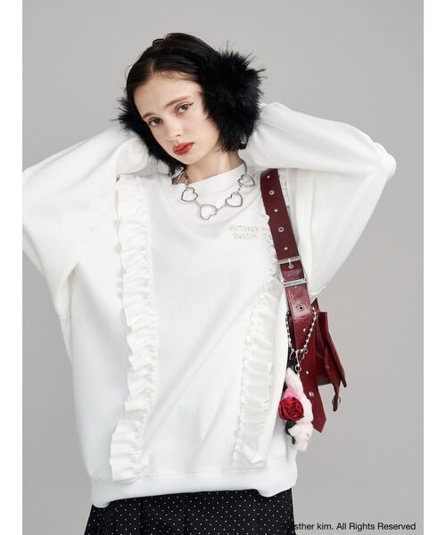 jouetie（ジュエティ）の「【Esther Bunny×jouetie】フリルプルオーバー スウェット トレーナー（スウェット・レディース・グレー/オフホワイト・MEDIUM）」の12枚目の写真