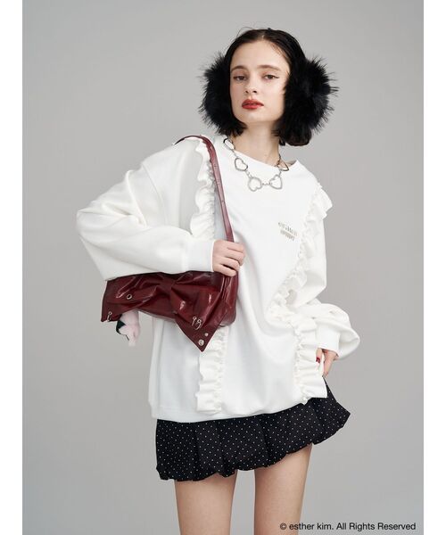 jouetie（ジュエティ）の「【Esther Bunny×jouetie】フリルプルオーバー スウェット トレーナー（スウェット・レディース・グレー/オフホワイト・MEDIUM）」の13枚目の写真