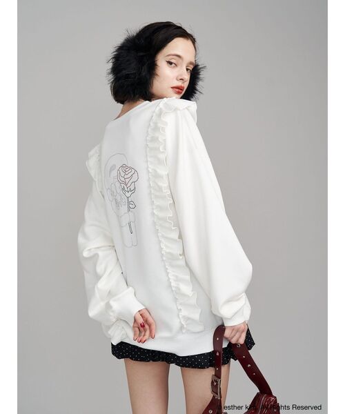 jouetie（ジュエティ）の「【Esther Bunny×jouetie】フリルプルオーバー スウェット トレーナー（スウェット・レディース・グレー/オフホワイト・MEDIUM）」の10枚目の写真