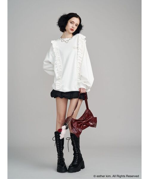 jouetie（ジュエティ）の「【Esther Bunny×jouetie】フリルプルオーバー スウェット トレーナー（スウェット・レディース・グレー/オフホワイト・MEDIUM）」の17枚目の写真