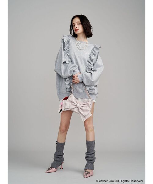 jouetie（ジュエティ）の「【Esther Bunny×jouetie】フリルプルオーバー スウェット トレーナー（スウェット・レディース・グレー/オフホワイト・MEDIUM）」の9枚目の写真