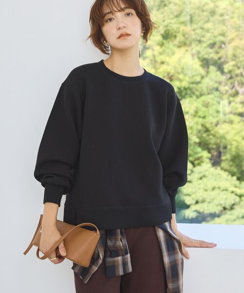 AMERICAN HOLIC(アメリカンホリック)の「サイドスリットダンボールプルオーバー(スウェット・レディース・チョコ/杢グレー/ブラック/ネイビー/ピンク・M/L)」の1枚目の写真