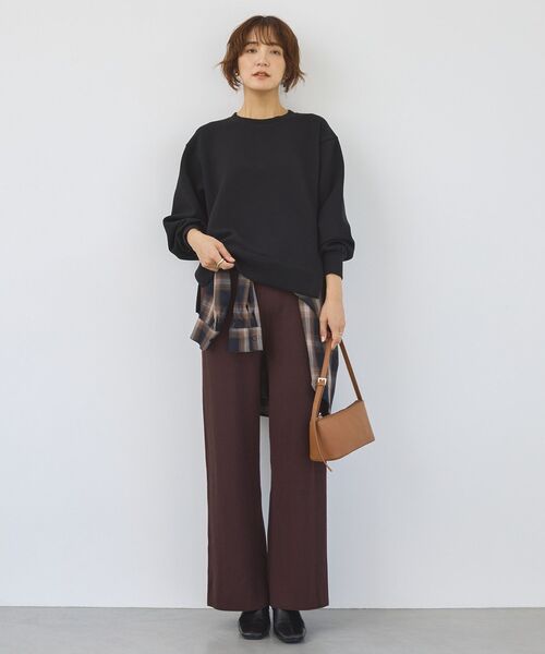 AMERICAN HOLIC(アメリカンホリック)の「サイドスリットダンボールプルオーバー(スウェット・レディース・チョコ/杢グレー/ブラック/ネイビー/ピンク・M/L)」の8枚目の写真