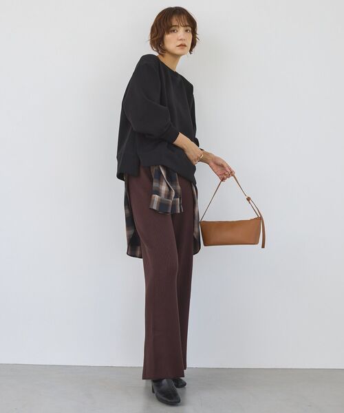 AMERICAN HOLIC(アメリカンホリック)の「サイドスリットダンボールプルオーバー(スウェット・レディース・チョコ/杢グレー/ブラック/ネイビー/ピンク・M/L)」の9枚目の写真