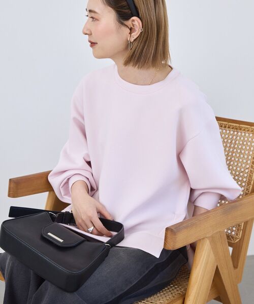 AMERICAN HOLIC(アメリカンホリック)の「サイドスリットダンボールプルオーバー(スウェット・レディース・チョコ/杢グレー/ブラック/ネイビー/ピンク・M/L)」の10枚目の写真