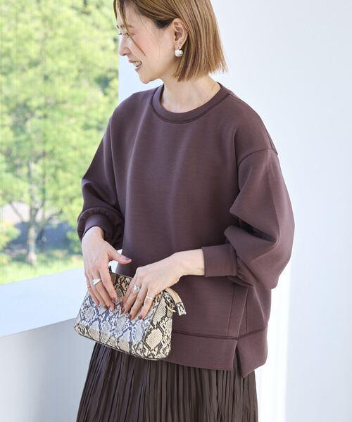 AMERICAN HOLIC(アメリカンホリック)の「サイドスリットダンボールプルオーバー(スウェット・レディース・チョコ/杢グレー/ブラック/ネイビー/ピンク・M/L)」の2枚目の写真