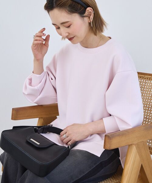 AMERICAN HOLIC(アメリカンホリック)の「サイドスリットダンボールプルオーバー(スウェット・レディース・チョコ/杢グレー/ブラック/ネイビー/ピンク・M/L)」の5枚目の写真