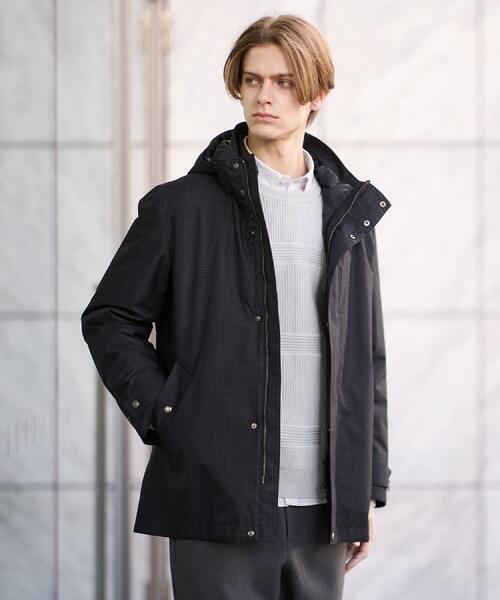 TAKEO KIKUCHI（タケオキクチ）の「【3WAY】グレンチェック ダウンライナー ブルゾン（ブルゾン・メンズ・ブラック系1/ライトグレー系1/ネイビー系1・01/02/03/04）」の2枚目の写真