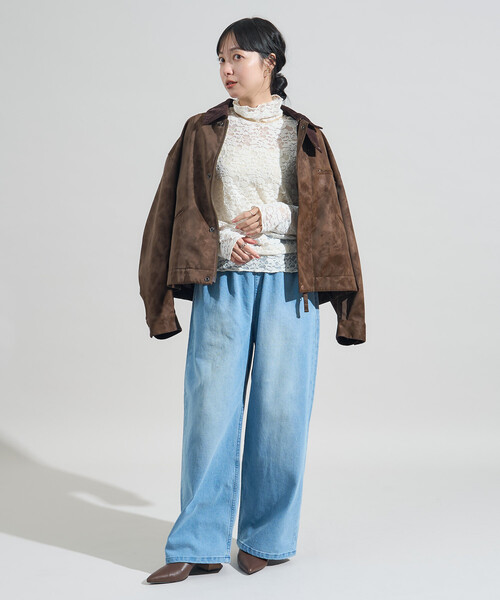 FREAK'S STORE(フリークスストア)の「起毛レーストップス/シアートップス(Tシャツ/カットソー・レディース・オフホワイト/ブラック・フリ-)」の12枚目の写真