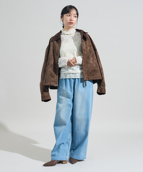 FREAK'S STORE(フリークスストア)の「起毛レーストップス/シアートップス(Tシャツ/カットソー・レディース・オフホワイト/ブラック・フリ-)」の11枚目の写真