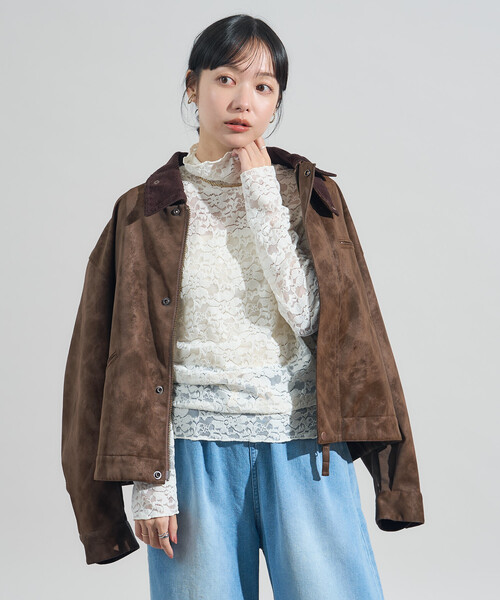 FREAK'S STORE(フリークスストア)の「起毛レーストップス/シアートップス(Tシャツ/カットソー・レディース・オフホワイト/ブラック・フリ-)」の8枚目の写真