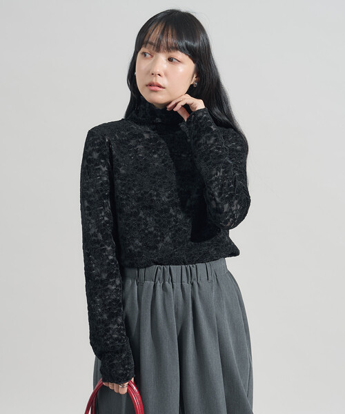 セール】起毛レーストップス/シアートップス（Tシャツ/カットソー