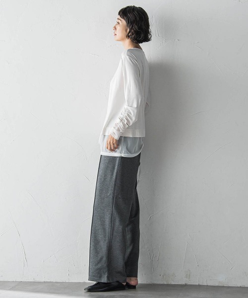 la.f…（ラエフ）の「【WEB限定】"もっちり素材"ダンボールワイドパンツ≪手洗い可能≫（その他パンツ・レディース・ライトグレー/ブラック/ブラウン・9号）」の16枚目の写真